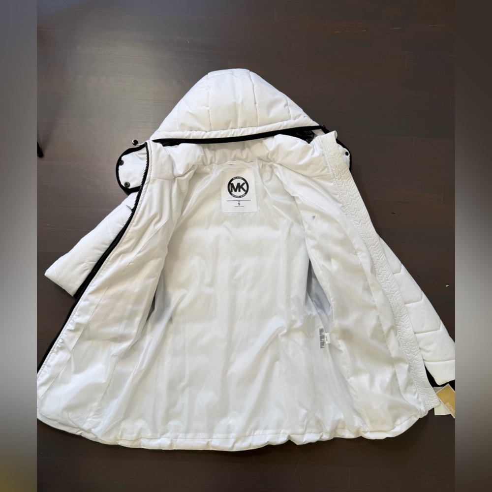 Michael Kors Women's Hooded Belted Quilted Insulated Puffer Jacket White Size S - Picture 9 of 11